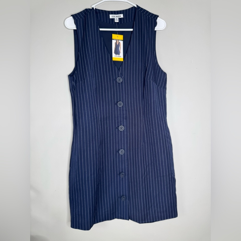 NWT Steve Madden Pinstripe Sleeveless Dress - Picture 2 of 3